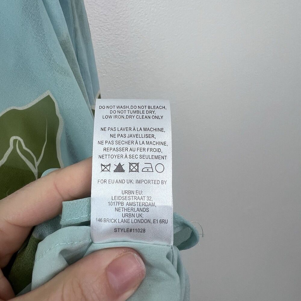 Anthropologie Light Blue Maxi Dress with Olive Floral Print - Picture 13 of 13